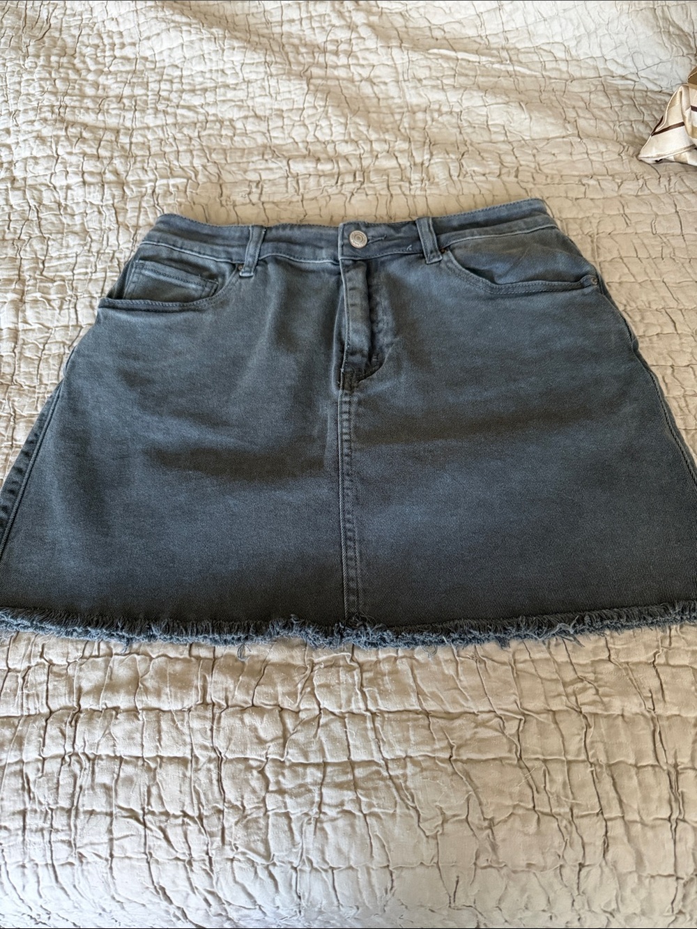 Zenana Outfitters Charcoal Denim A-Line Mini Skirt medium - Picture 2 of 14